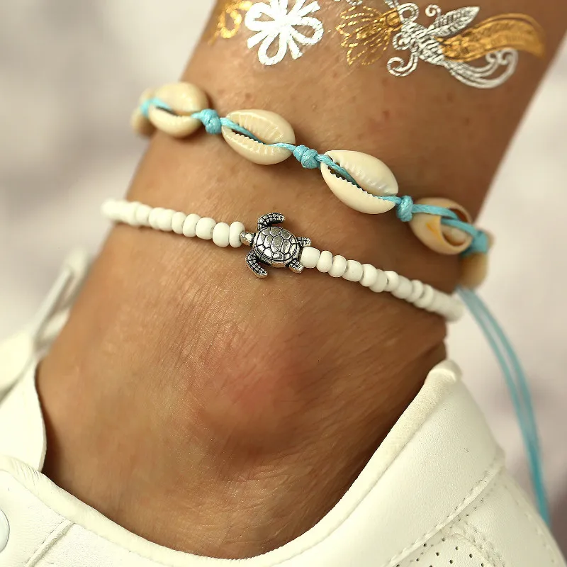 New Simple Retro Sea Turtle Shell Beads Push-pull 2-piece Set Anklets Foot Jewelry Leg Ankle Bracelets for Women Gifts
New Simple Retro Sea Turtle Shell Beads Push-pull 2-piece Set Anklets Foot Jewelry Leg Ankle Bracelets for Women Gifts