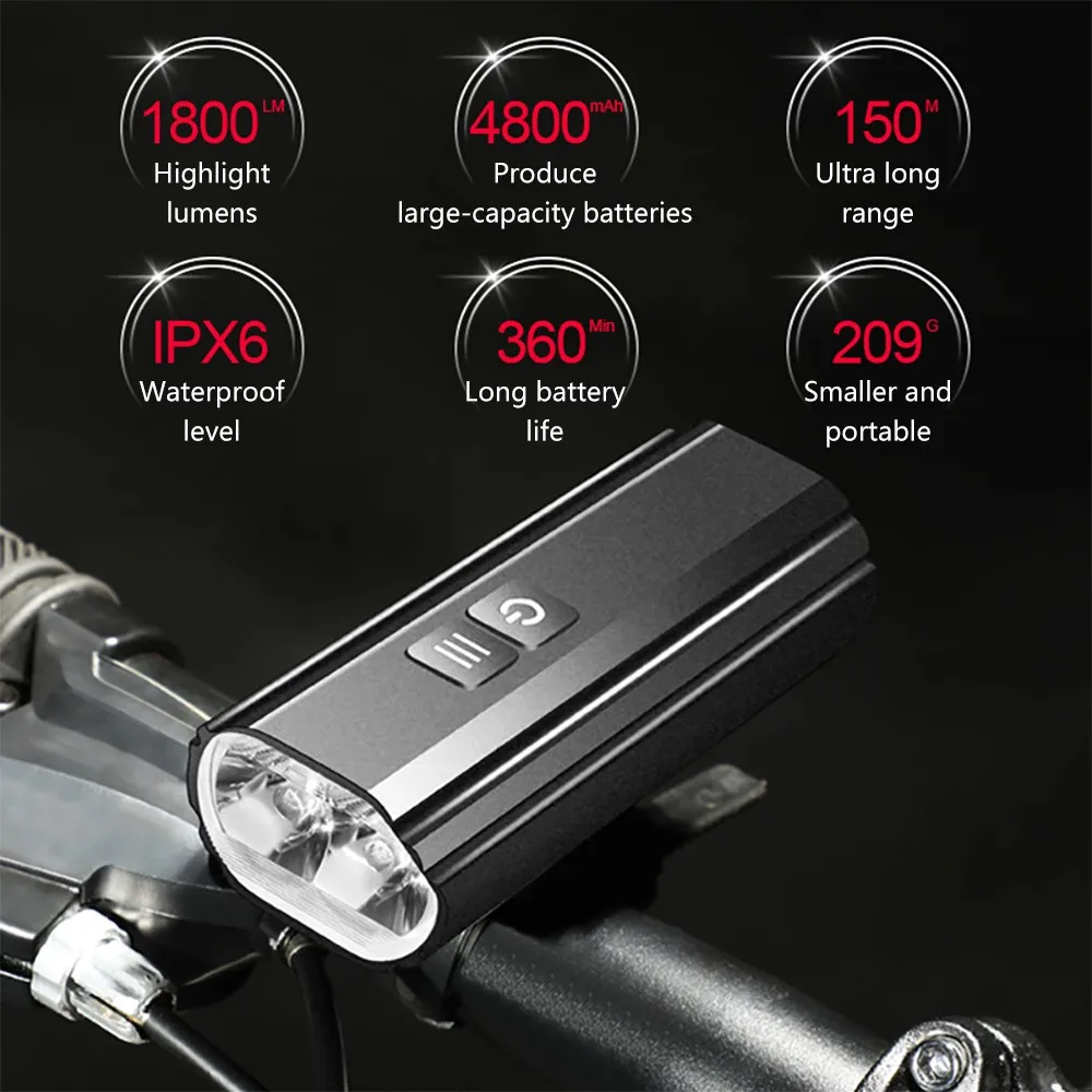 1800LM велосипед светильник Водонепроницаемый IPX6 4800 мА/ч, Тип с портом типа C Перезаряжаемые светодиодный MTB переднего фонаря ламповый патрон с...
1800LM велосипед светильник Водонепроницаемый IPX6 4800 мА/ч, Тип с портом типа C Перезаряжаемые светодиодный MTB переднего фонаря ламповый патрон с...