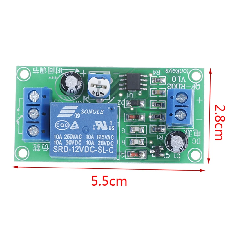NE555 Time Delay Relay DC 12V Conduction Trigger Timing Delay Timer Switch Pulse Generation Adjustable Time Relay Module
NE555 Time Delay Relay DC 12V Conduction Trigger Timing Delay Timer Switch Pulse Generation Adjustable Time Relay Module