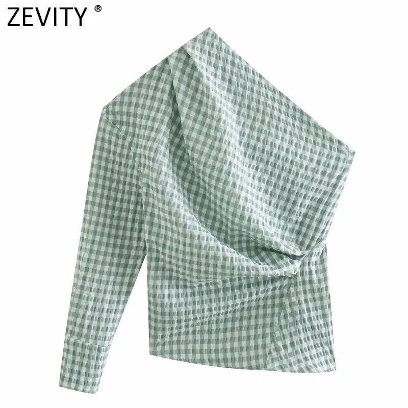 New Women Fashion Plaid Print One Shoulder Pleated Shirt Blouses Women Irregular Hem Roupas Femininas Chemise Chic Tops LS9520
New Women Fashion Plaid Print One Shoulder Pleated Shirt Blouses Women Irregular Hem Roupas Femininas Chemise Chic Tops LS9520