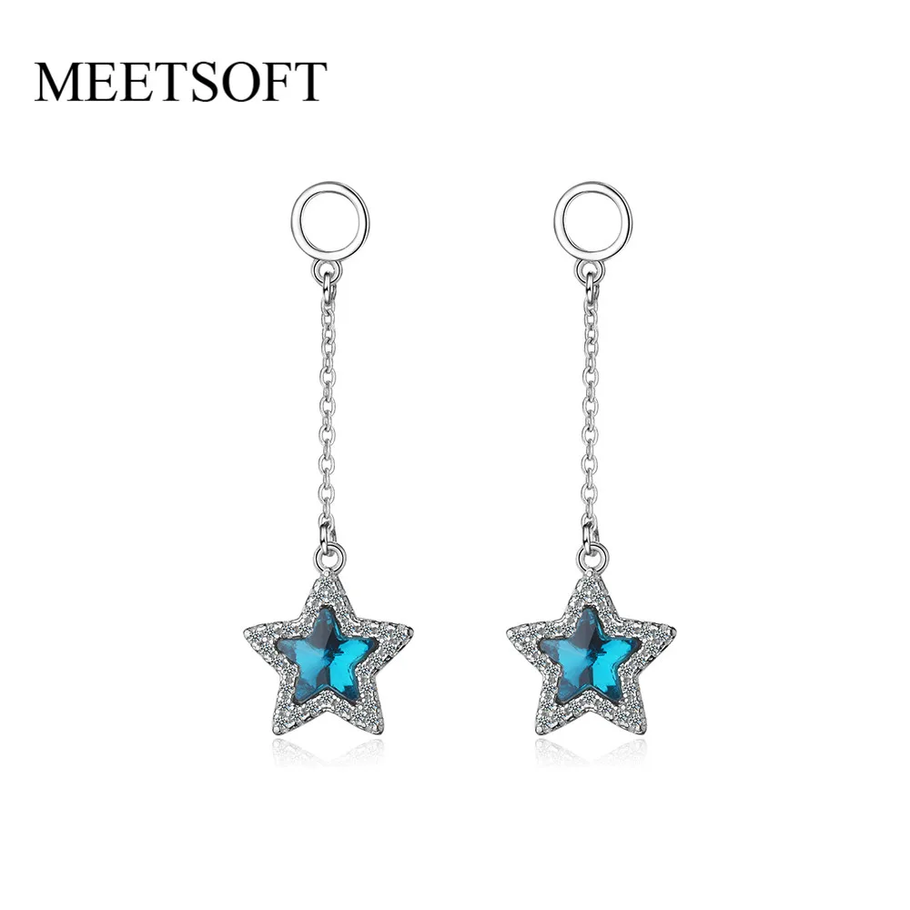 Женские серьги-подвески MEETSOFT, модные серьги из стерлингового серебра 925 пробы с голубыми кристаллами и длинной цепочкой, маленькие ювелирны...
Женские серьги-подвески MEETSOFT, модные серьги из стерлингового серебра 925 пробы с голубыми кристаллами и длинной цепочкой, маленькие ювелирны...