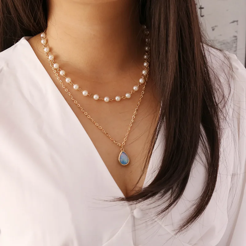 Simulated Pearl Chain Layered Choker Necklace for Women Water Drop Charm Pendant Women's Statement Necklace Chocker 2020
Simulated Pearl Chain Layered Choker Necklace for Women Water Drop Charm Pendant Women's Statement Necklace Chocker 2020