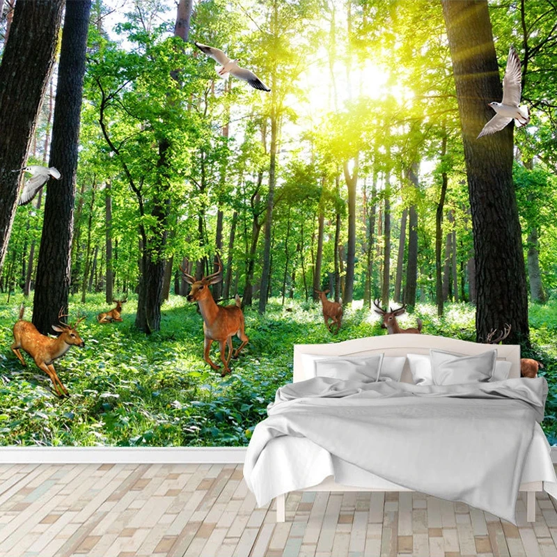 

Custom 3D Photo Wallpaper Sunlight Green Forest Landscape Large Mural Home Decor Living Room Bedroom Background Papel De Parede