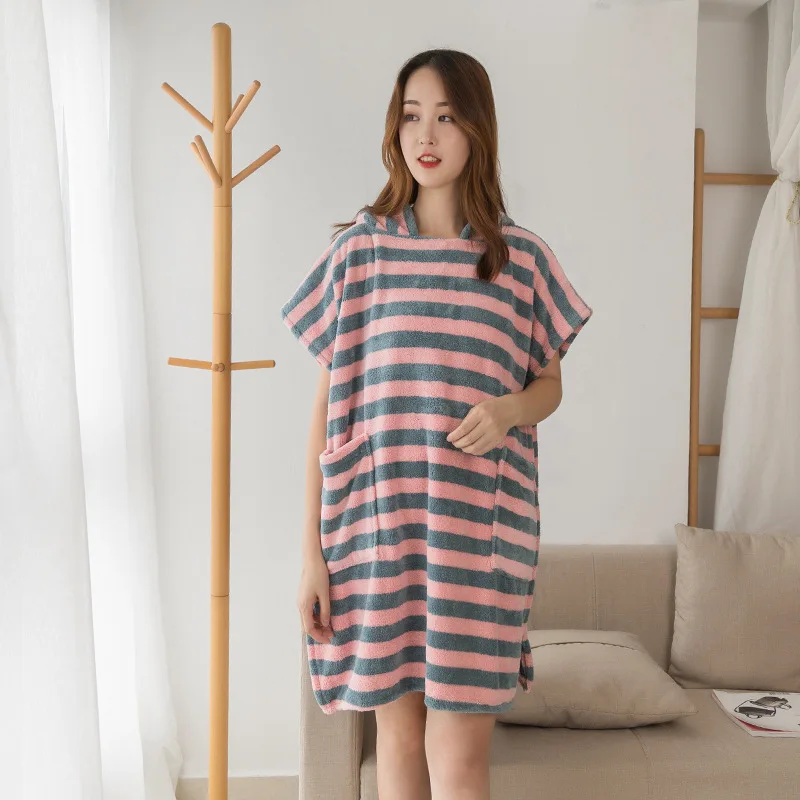Microfiber multifunctional cloak one-piece hooded bath towel girl home striped hooded bath skirt bathrobe
Microfiber multifunctional cloak one-piece hooded bath towel girl home striped hooded bath skirt bathrobe