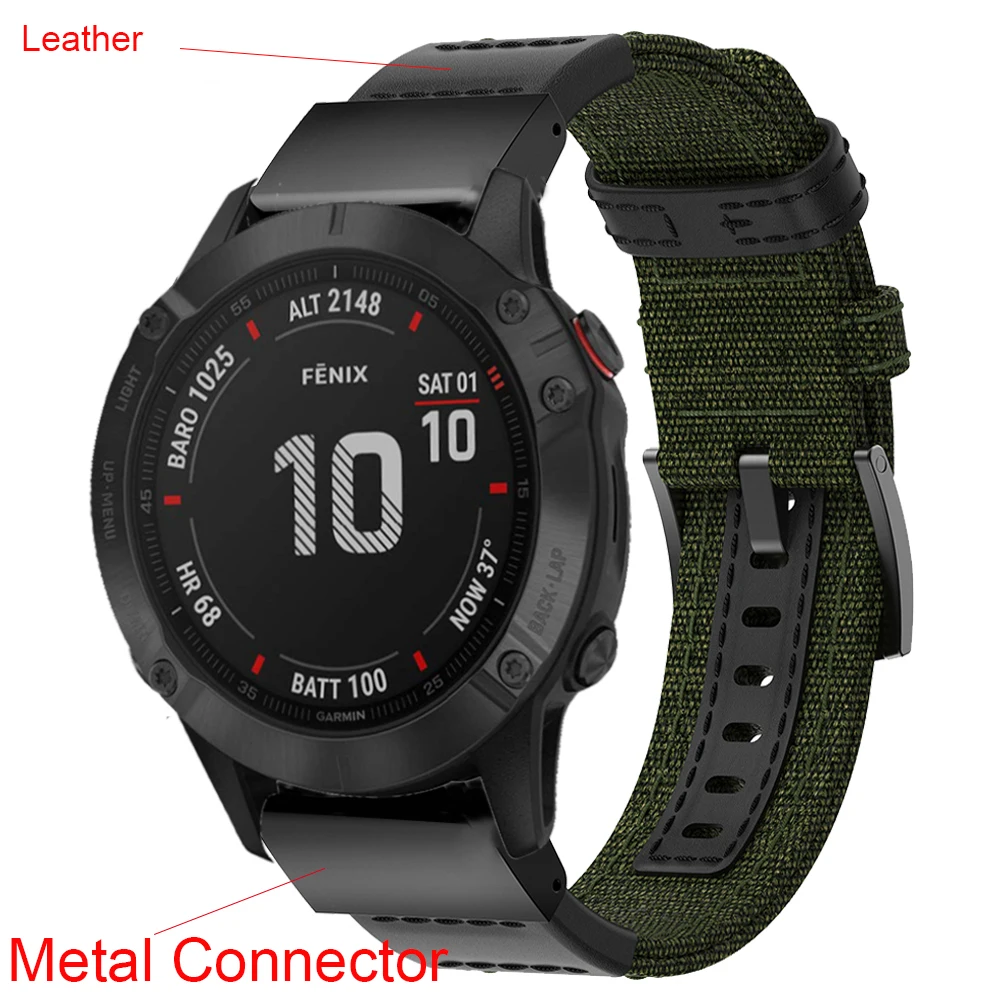 

26MM Quick Fit Straps For Garmin Fenix 6x/6x Pro/5X Plus/ 3 HR/D2 Bravo/Mk1 Smart Watch Band Nylon+Leather For Quaitx 3 Correa