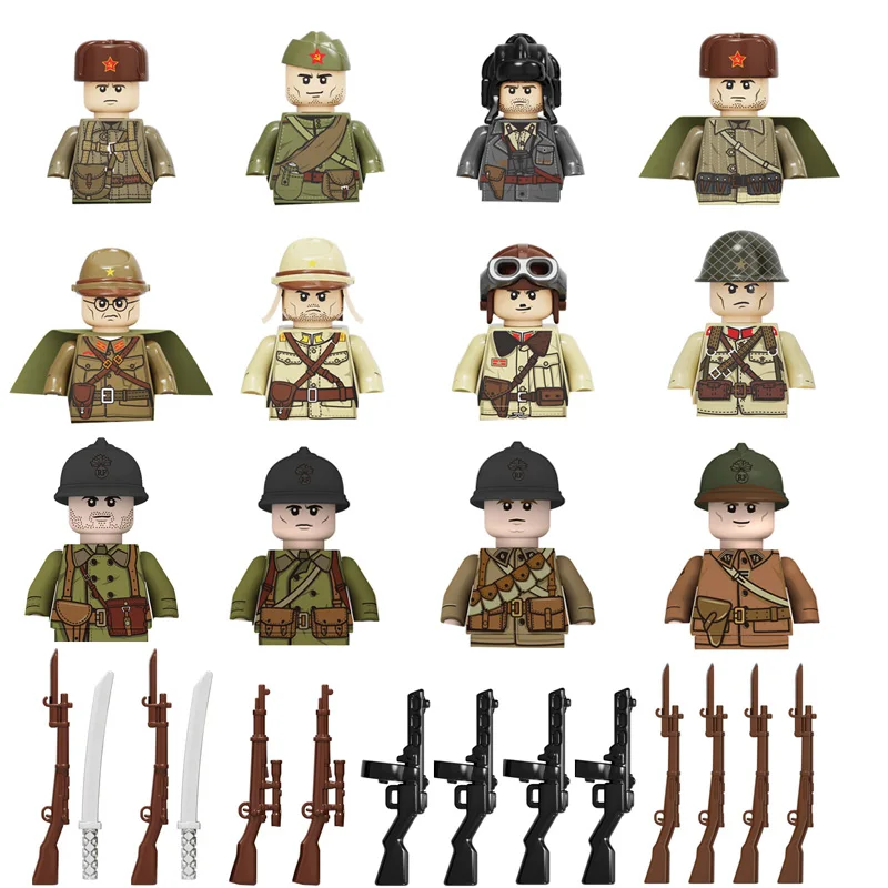 Kids Toys 10pcs/lot WW2 Military Soveit Figures Building Blocks 4 Sides Printing France Japan Soldiers Bricks Toys For Children
Kids Toys 10pcs/lot WW2 Military Soveit Figures Building Blocks 4 Sides Printing France Japan Soldiers Bricks Toys For Children