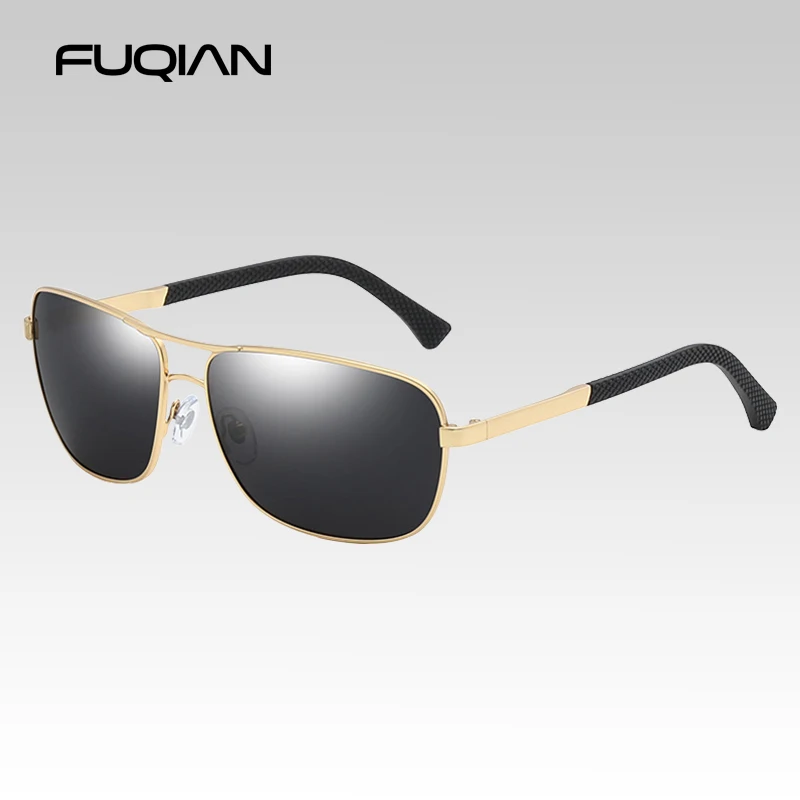 FUQIAN Brand Design Light Weight TR90 Men Polarized Sunglass Vintage Metal Frame Driving Sun Glasses Mirror Blue Eyewear | Аксессуары