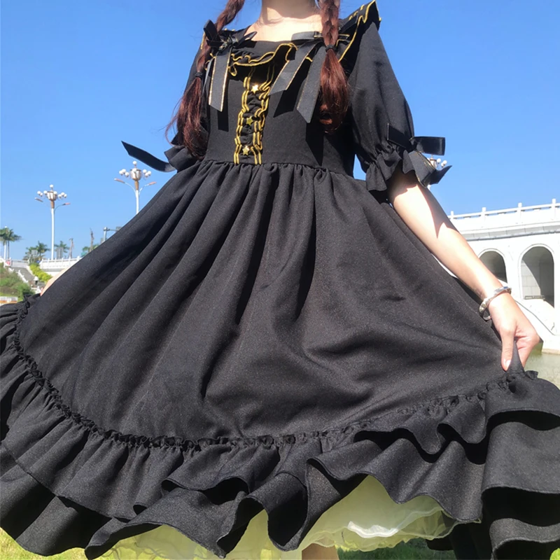 Gothic Palace Sweet Lolita Dress Vintage Bowknot Stand Puff Sleeve High Waist Victorian Dress Kawaii Girl Gothic Lolita DT2249
Gothic Palace Sweet Lolita Dress Vintage Bowknot Stand Puff Sleeve High Waist Victorian Dress Kawaii Girl Gothic Lolita DT2249