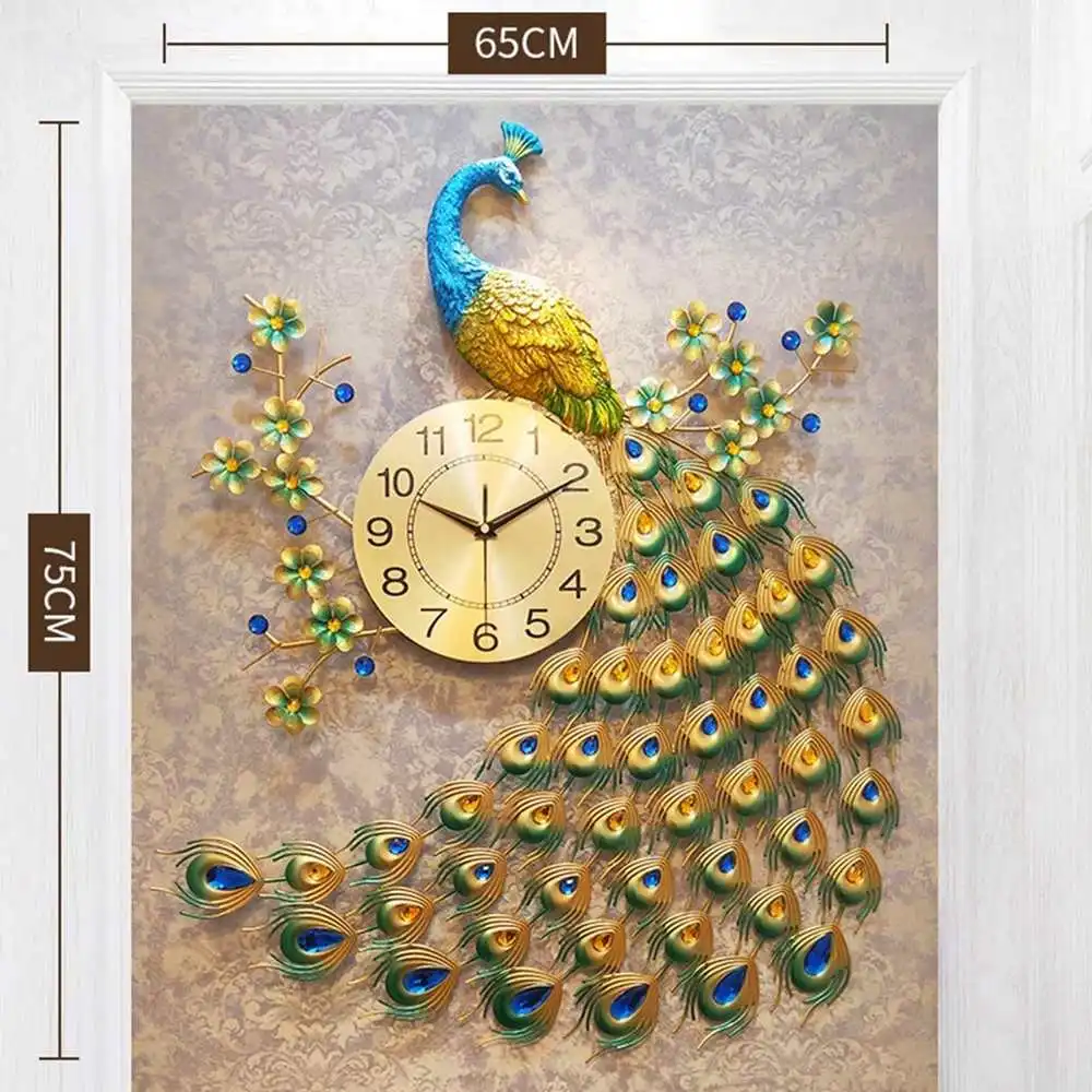 Large Peacock Wall Clock Modern Design Home Decor Living Room Mute Metal Digital Wall Clocks 65x75cm Crafts Ornaments Gifts
Large Peacock Wall Clock Modern Design Home Decor Living Room Mute Metal Digital Wall Clocks 65x75cm Crafts Ornaments Gifts