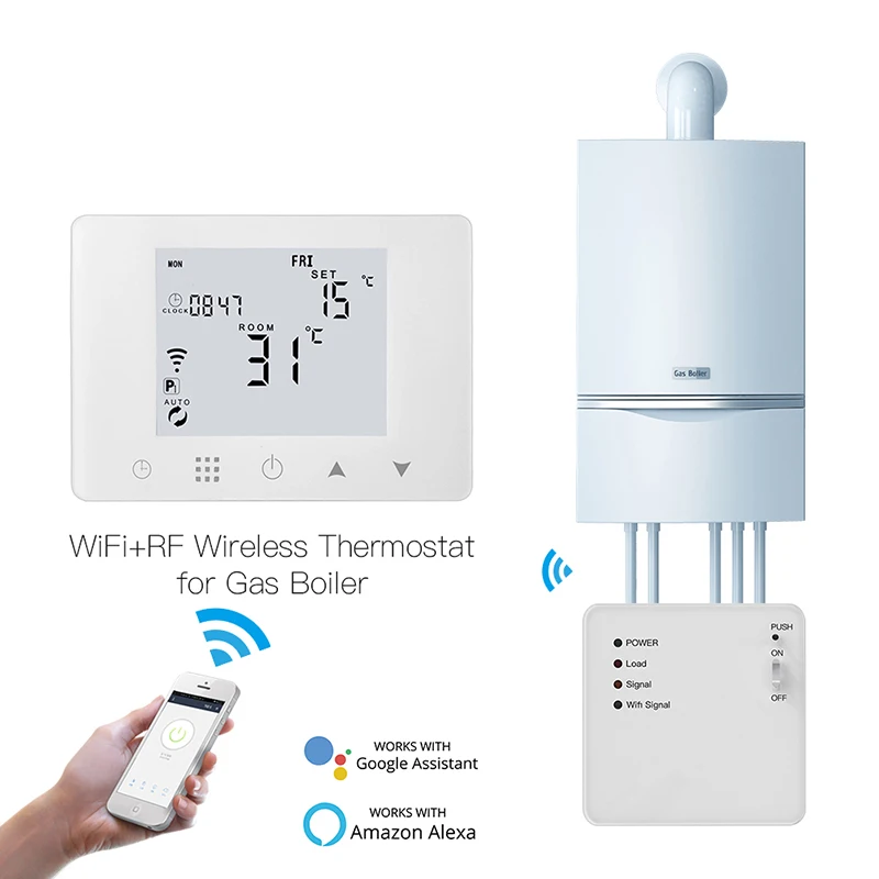 Wi-Fi + RF433 настенный газовый котел с термостатом, контроллер температуры для теплого пола, совместим с Alexa Google
Wi-Fi + RF433 настенный газовый котел с термостатом, контроллер температуры для теплого пола, совместим с Alexa Google