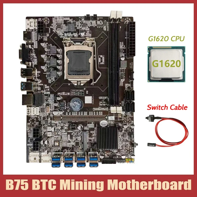 Материнская плата B75 для майнинга BTC + процессор G1620 + кабель переключения LGA1155 8xpcie USB адаптер DDR3 MSATA B75 USB Майнер материнская плата
Материнская плата B75 для майнинга BTC + процессор G1620 + кабель переключения LGA1155 8xpcie USB адаптер DDR3 MSATA B75 USB Майнер материнская плата