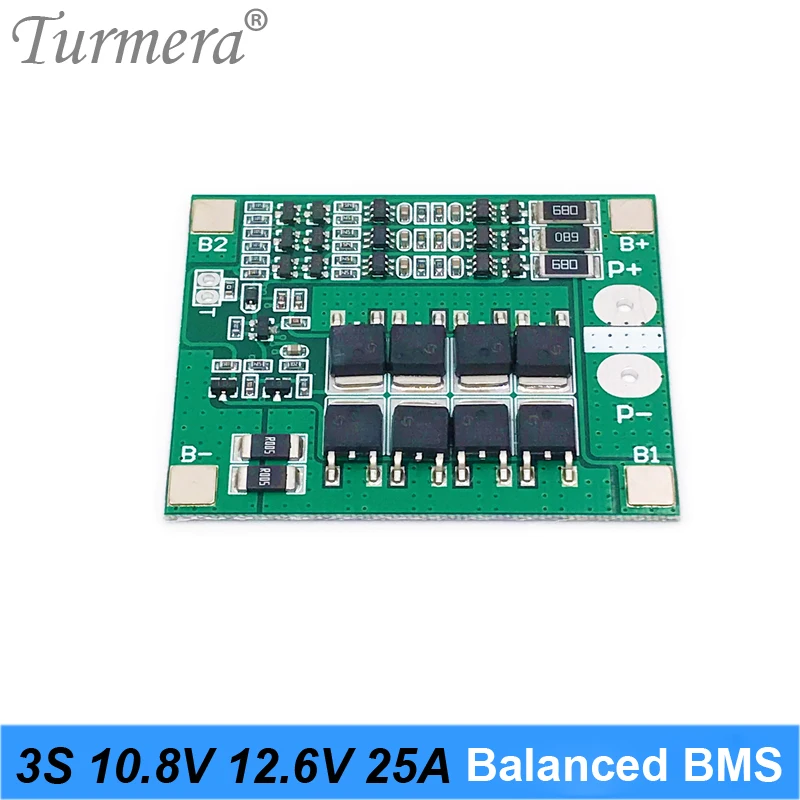 Защитная плата баланса литий-ионной батареи Turmera 3S 25A BMS для аккумулятора отвертки