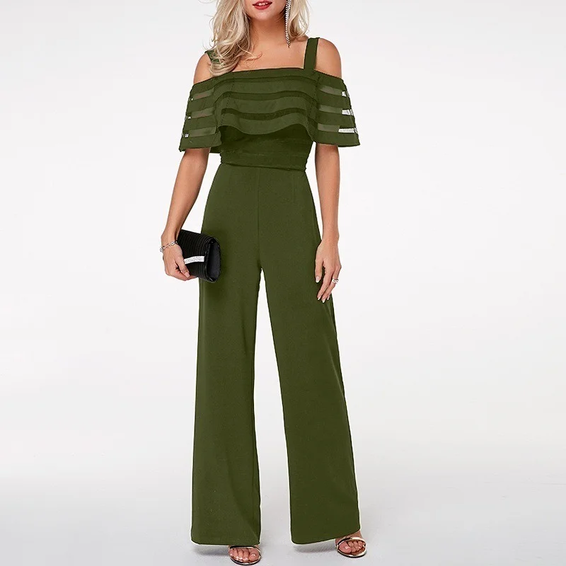 2021 Summer Fashion Long Wide Leg Jumpsuit Covering Decoration Black Lace-up Cold Shoulder Jumpsuit Loose Solid Color Jumpsuit
2021 Summer Fashion Long Wide Leg Jumpsuit Covering Decoration Black Lace-up Cold Shoulder Jumpsuit Loose Solid Color Jumpsuit