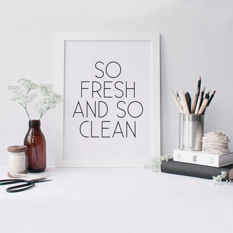 So Fresh and So Clean Letters Canvas Painting Black White Minimalist Nordic Wall Art Pictures for Bathroom Laundry Home Decor
So Fresh and So Clean Letters Canvas Painting Black White Minimalist Nordic Wall Art Pictures for Bathroom Laundry Home Decor