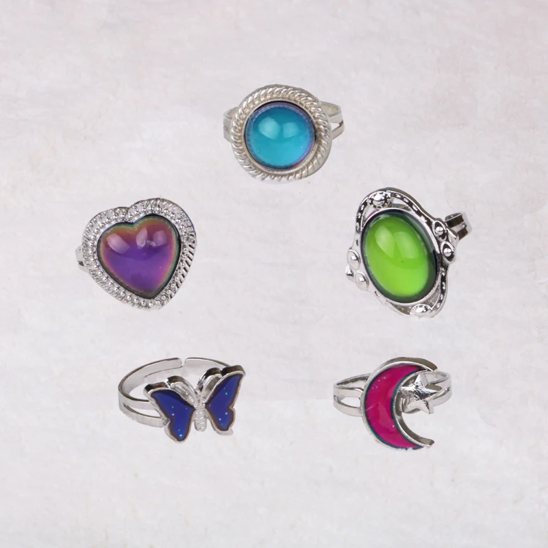 Silver color retro Adjustable mood Rings for Women temperature control color heart oval round butterfly Fashion Jewelry 2020
Silver color retro Adjustable mood Rings for Women temperature control color heart oval round butterfly Fashion Jewelry 2020