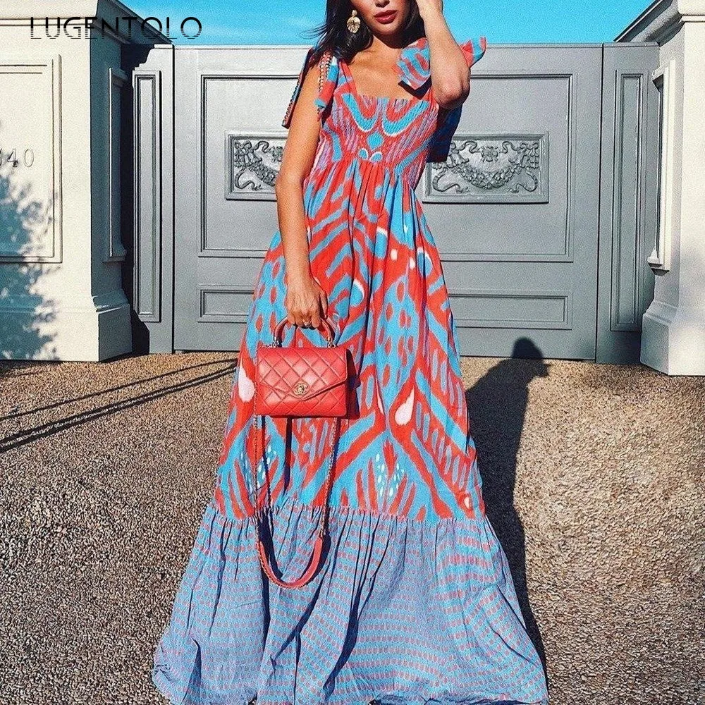 Lugentolo Maxi Dress Women 2020 Summer New Fashion Print Loose Sleeveless Big Swing Bow High Waist V-neck Casual Dresses
Lugentolo Maxi Dress Women 2020 Summer New Fashion Print Loose Sleeveless Big Swing Bow High Waist V-neck Casual Dresses