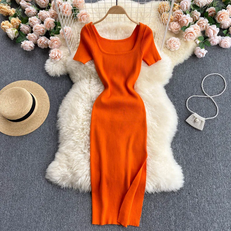 CINESSD New Summer Ladies Show Collarbone Knitting Dress Sexy Low Collar Solid Slim Waist Hips Elastic Knit Short Sleeve MIDI
CINESSD New Summer Ladies Show Collarbone Knitting Dress Sexy Low Collar Solid Slim Waist Hips Elastic Knit Short Sleeve MIDI
