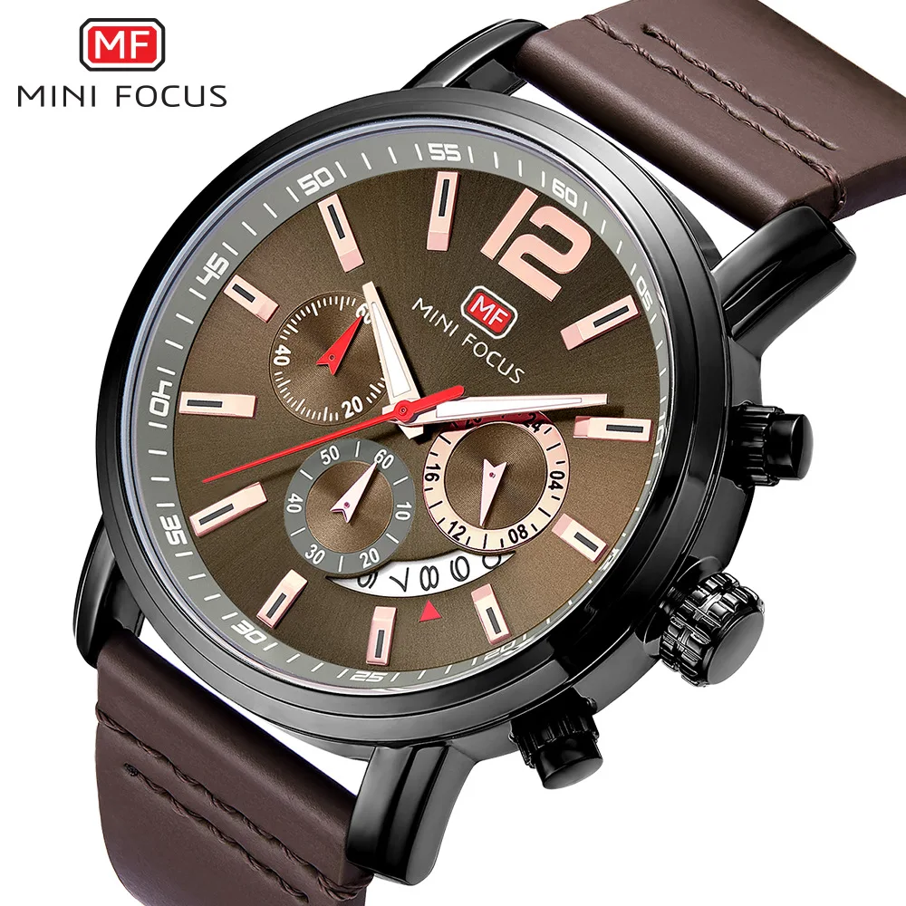 MINI FOCUSMF0086G men's quartz leather watch luminous automatic date three small plates
MINI FOCUSMF0086G men's quartz leather watch luminous automatic date three small plates