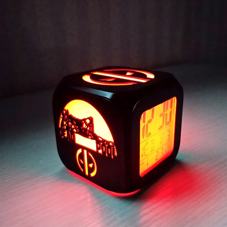 Superhero Deadpool 3D Stereo Little Alarm Clock Creative Led Small Night Lamp Electronic Clock Nightstand Bedroom Atmosphere
Superhero Deadpool 3D Stereo Little Alarm Clock Creative Led Small Night Lamp Electronic Clock Nightstand Bedroom Atmosphere