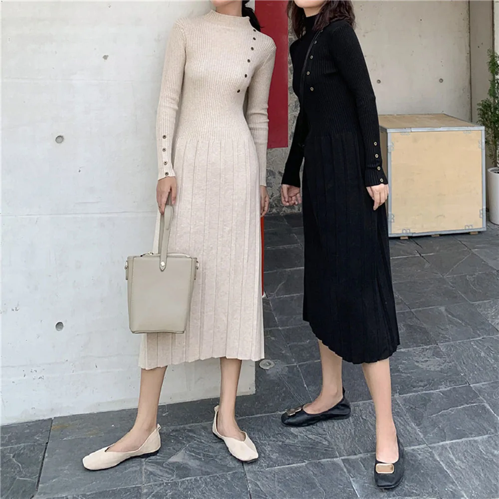 One Piece Korean Dress Women 2021 New Spring Long Sleeve Slim Woman Sweater Dresses Knitted Vintage Elegant Midi Party Dress
One Piece Korean Dress Women 2021 New Spring Long Sleeve Slim Woman Sweater Dresses Knitted Vintage Elegant Midi Party Dress