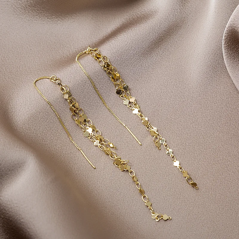 OE Silver Needle Long Tassel Love Earrings Romantic Heart Shape Fashion Temperament Drop Earrings Woman Jewelry
OE Silver Needle Long Tassel Love Earrings Romantic Heart Shape Fashion Temperament Drop Earrings Woman Jewelry