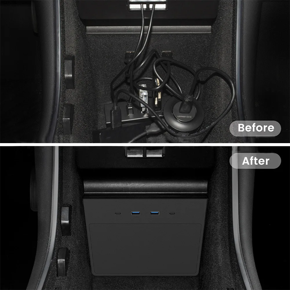 5 In 1 Center Console Dashcam Car Organizer Gaming Expansion Dock Charging USB Hub Plug And Play Accessories For Tesla Model 3 Y
