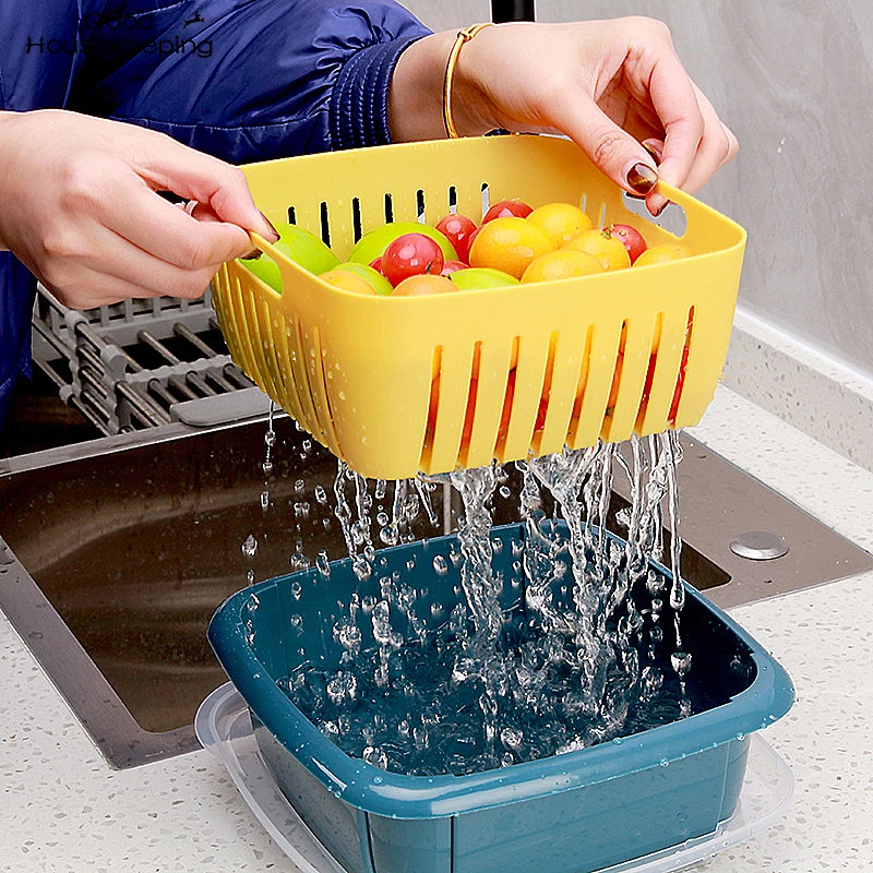 Double Layer Drain Basket Household Kitchen Refrigerator Fresh Keeping Box Vegetable Fruit Washing Basin Storage Basket
Double Layer Drain Basket Household Kitchen Refrigerator Fresh Keeping Box Vegetable Fruit Washing Basin Storage Basket