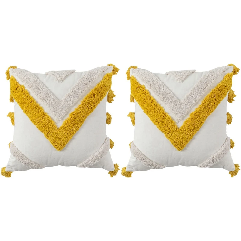 2X Throw Pillow Covers Boho Modern Tribal Decoration Blue Tufted Fringe Tassel Couch Cushion Case For Bedroom Yellow
2X Throw Pillow Covers Boho Modern Tribal Decoration Blue Tufted Fringe Tassel Couch Cushion Case For Bedroom Yellow