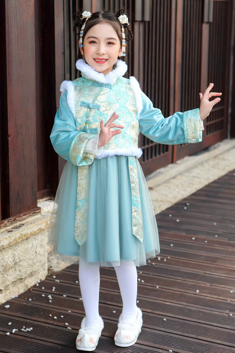 Traditional Chinese Jacket Dress Costumes Hanfu For Girls Ancient Retro Tang New Year Suit Dance Cheongsam Kimono Toddler Cloth
Traditional Chinese Jacket Dress Costumes Hanfu For Girls Ancient Retro Tang New Year Suit Dance Cheongsam Kimono Toddler Cloth