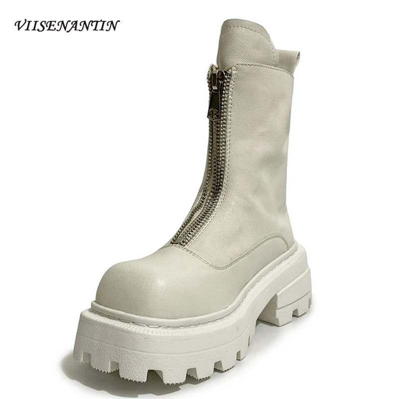 New Trendy Black Thick-soled Martin Boots Female 2021 British Style Square Toe Front Zipper Handsome White Casual Short Boots
New Trendy Black Thick-soled Martin Boots Female 2021 British Style Square Toe Front Zipper Handsome White Casual Short Boots
