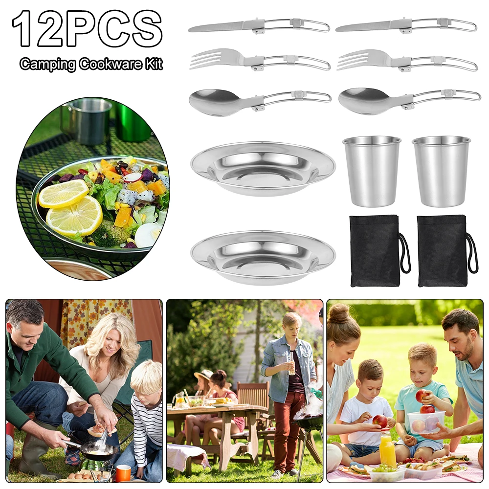 10Pcs Camping Cookware Picnic Cutlery Kit Outdoor Tableware Spoon Fork Knife Cup Plates Stainless Steel Flatware Cooking Set
10Pcs Camping Cookware Picnic Cutlery Kit Outdoor Tableware Spoon Fork Knife Cup Plates Stainless Steel Flatware Cooking Set