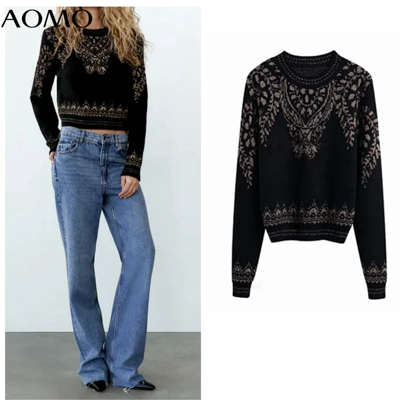 AOMO Women Metal Flower Jacquard Knit Sweater Vintage O Neck Long Sleeve Pullovers BE175A
AOMO Women Metal Flower Jacquard Knit Sweater Vintage O Neck Long Sleeve Pullovers BE175A