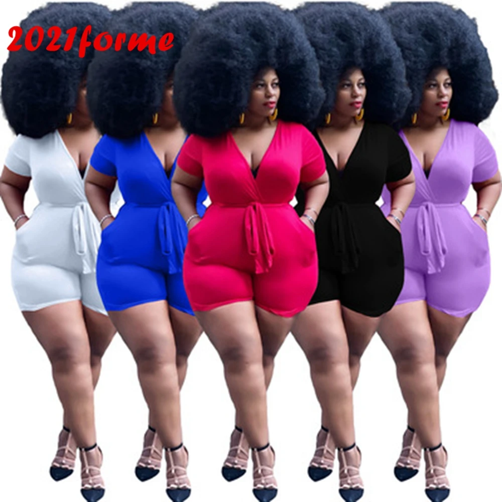 L-5XL Oversize Solid Lace Up Jumpsuit Woman Summer Short Sleeve Deep V Neck Sexy Overalls Shorts Plus Size Jumpsuits Women
L-5XL Oversize Solid Lace Up Jumpsuit Woman Summer Short Sleeve Deep V Neck Sexy Overalls Shorts Plus Size Jumpsuits Women