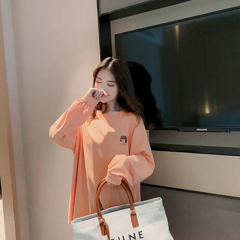 Mid-length t-shirt women's long-sleeved spring and autumn Korean style ins student loose plus size shirt bottoming shirt
Mid-length t-shirt women's long-sleeved spring and autumn Korean style ins student loose plus size shirt bottoming shirt
