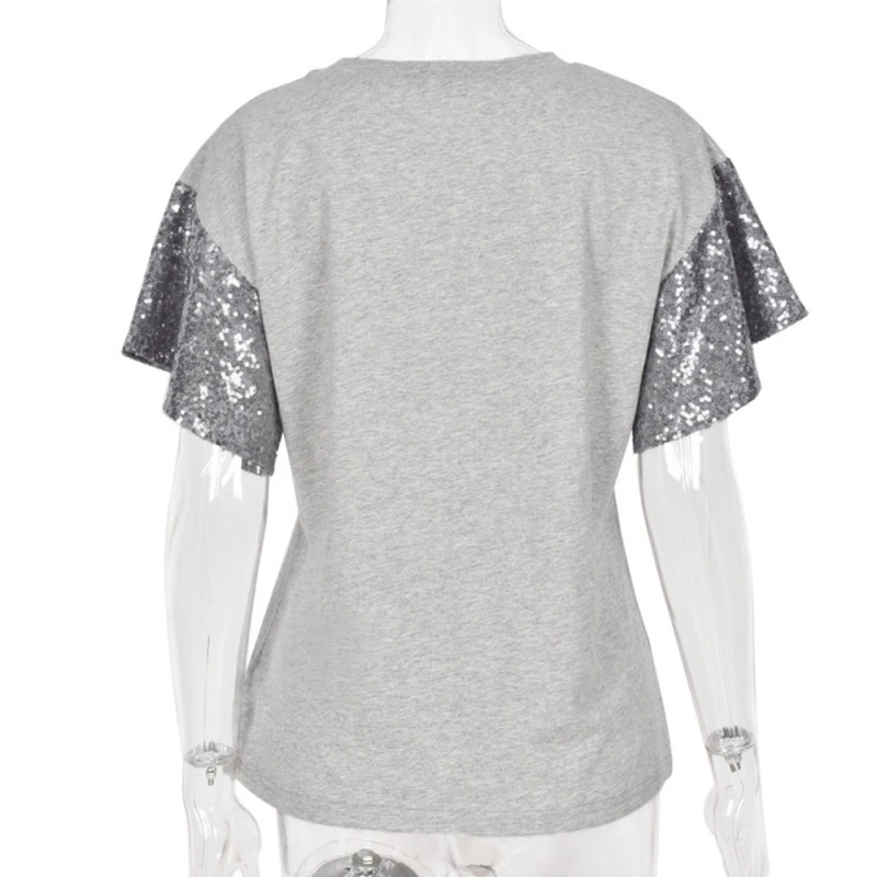 Women Summer European And American Color Contrast Stitching Sequin Short Sleeve T-shirt For Female Crop Top Ladies Shirt
Women Summer European And American Color Contrast Stitching Sequin Short Sleeve T-shirt For Female Crop Top Ladies Shirt