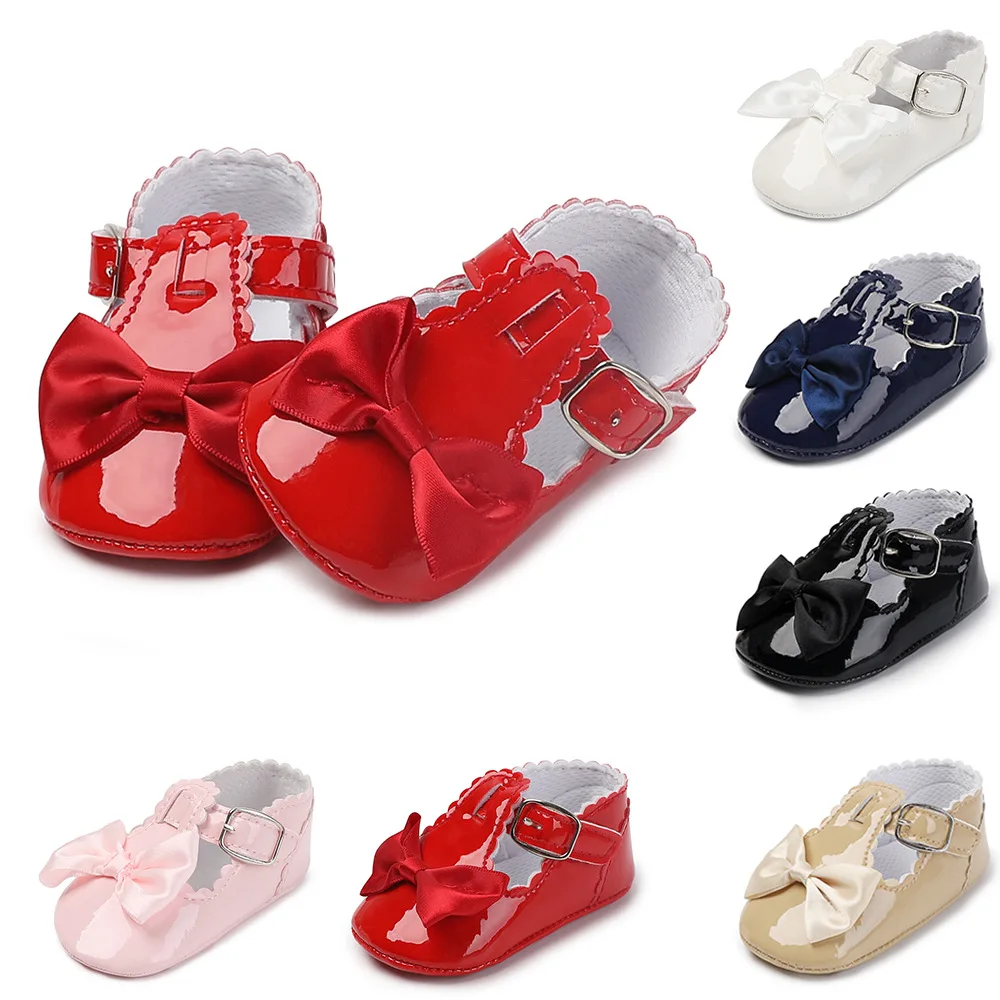Для маленьких девочек обувь прекрасная Bowknot из искусственной кожи 6 цветов анти
