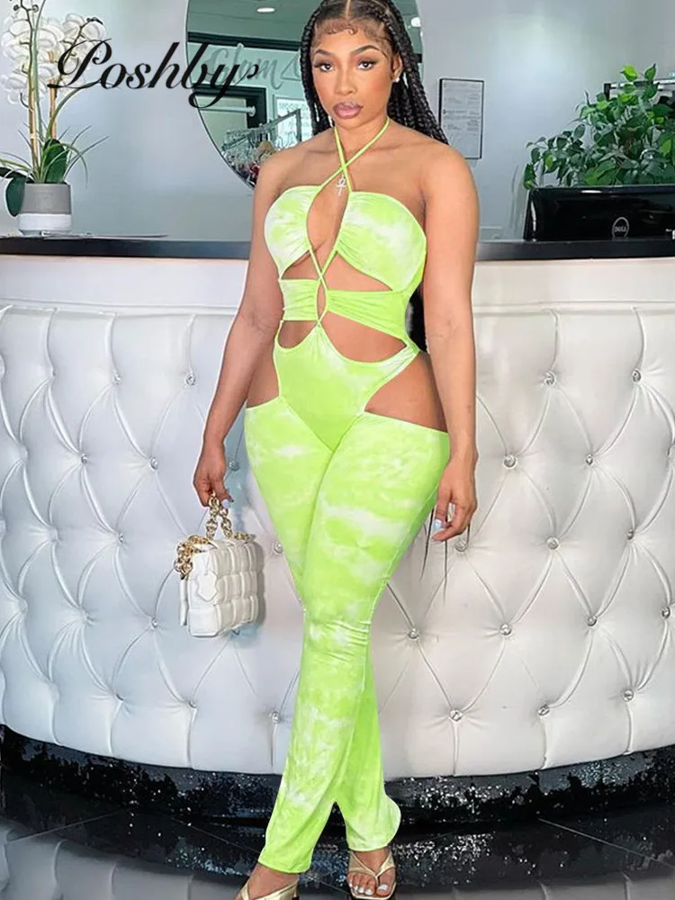 Poshby Tie Dye Chic Cut Out Halter Backless Jumpsuits Sexy Bodycon Streetwear Hollow Out Beach Rompers Overalls For Women 2021
Poshby Tie Dye Chic Cut Out Halter Backless Jumpsuits Sexy Bodycon Streetwear Hollow Out Beach Rompers Overalls For Women 2021