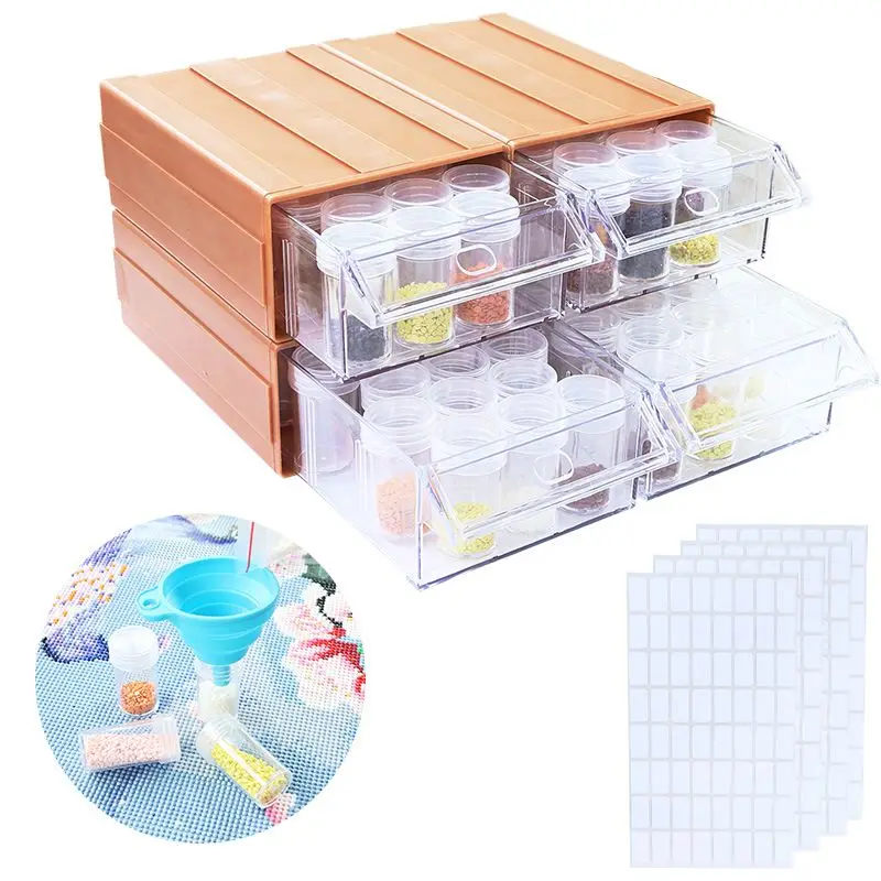 

Diamond Mosaic Bead Storage Jewelry Container Round Separate Grid Drawer Box Detachable Organizer Multi-layer Function Case