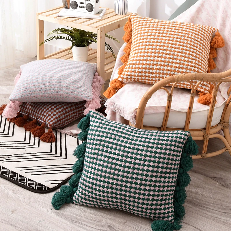 Tassel Cushion Cover 45x45cm Yellow Pink Brown Pillow Cover Knit Tassels Home decoration Boho Style Pillow Case For sofa Bed
Tassel Cushion Cover 45x45cm Yellow Pink Brown Pillow Cover Knit Tassels Home decoration Boho Style Pillow Case For sofa Bed