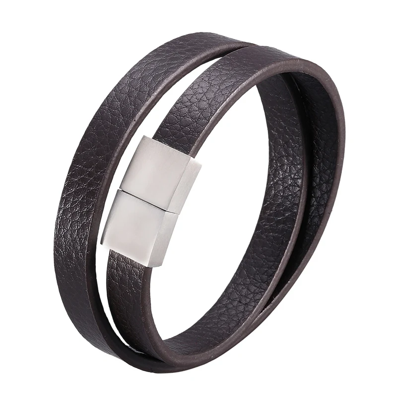 Fashion Stainless Steel Charm Magnetic Black Brown Men Wrap Bracelet Leather Bangle Punk Rock Jewelry Accessories Friend SP1059
Fashion Stainless Steel Charm Magnetic Black Brown Men Wrap Bracelet Leather Bangle Punk Rock Jewelry Accessories Friend SP1059