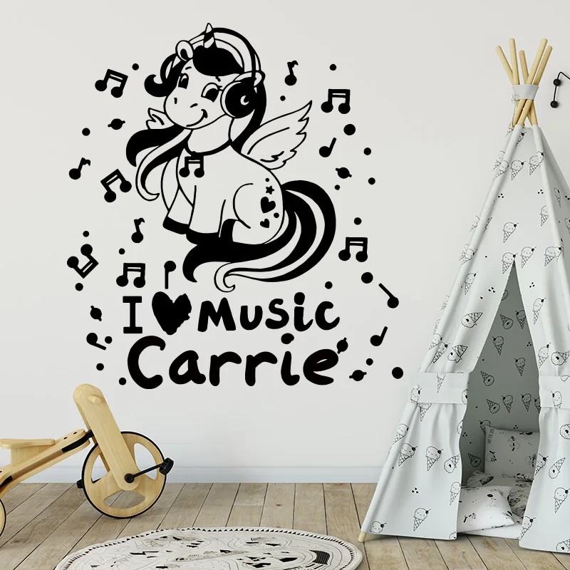 Custom Name Unicorn Love Music Heart Wall Sticker Baby Nursery Personalized Name Horse Earphone Wall Decal Kids Room Vinyl Decor
Custom Name Unicorn Love Music Heart Wall Sticker Baby Nursery Personalized Name Horse Earphone Wall Decal Kids Room Vinyl Decor