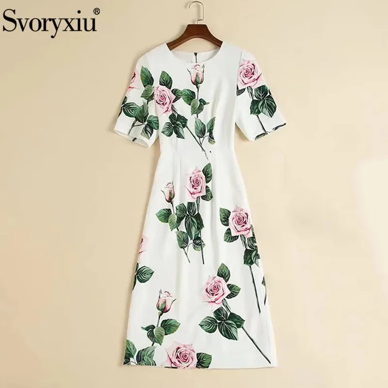 Svoryxiu Runway Custom Summer Party Midi Dresses Women's Fashion O-Neck Short Sleeve Rose Flower Print White Elegant Dress
Svoryxiu Runway Custom Summer Party Midi Dresses Women's Fashion O-Neck Short Sleeve Rose Flower Print White Elegant Dress