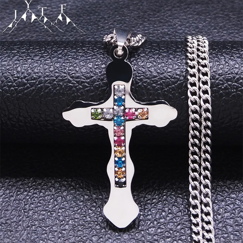 Cross Colorful Crystal Stainless Steel Cross Necklace Men/Women Silver Color Long Religion Necklace Jewelry bijoux N4918S05
Cross Colorful Crystal Stainless Steel Cross Necklace Men/Women Silver Color Long Religion Necklace Jewelry bijoux N4918S05