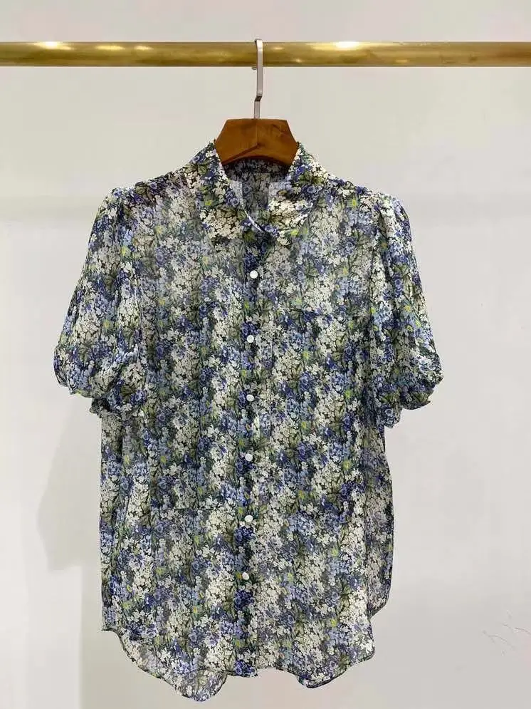 100% Silk Women Blouse 2021 Runway Fashion Summer Shirt Flower Print Single Breasted Elegant High Quality Blouse
100% Silk Women Blouse 2021 Runway Fashion Summer Shirt Flower Print Single Breasted Elegant High Quality Blouse