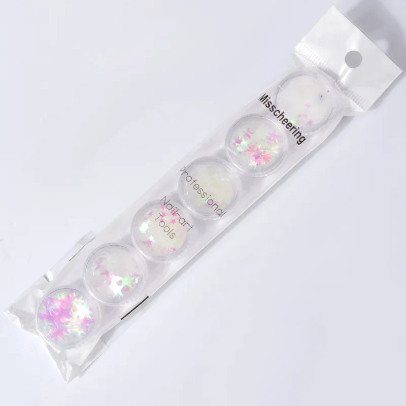 6 pcs Fashion Mixed Color 1Box Five-pointed Star Nail Sequins Shiny Super Thin Easy To Paste Smooth Nail Art Nail Glitter
6 pcs Fashion Mixed Color 1Box Five-pointed Star Nail Sequins Shiny Super Thin Easy To Paste Smooth Nail Art Nail Glitter