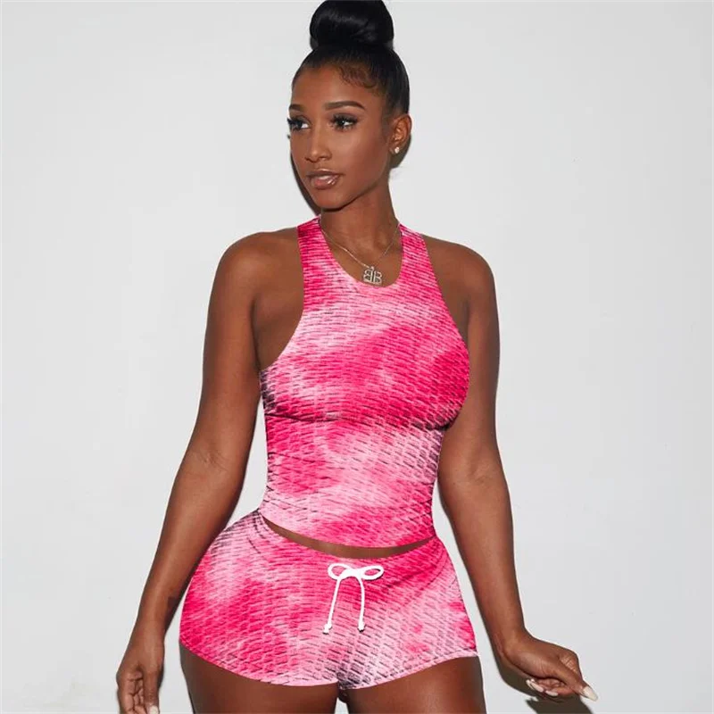 Yoga Gym Sportswear Women Summer Causal High Waist Sleeveless Pullover Pencil Pants Jacquard Tie Dye Running Bubble Tracksuit
Yoga Gym Sportswear Women Summer Causal High Waist Sleeveless Pullover Pencil Pants Jacquard Tie Dye Running Bubble Tracksuit