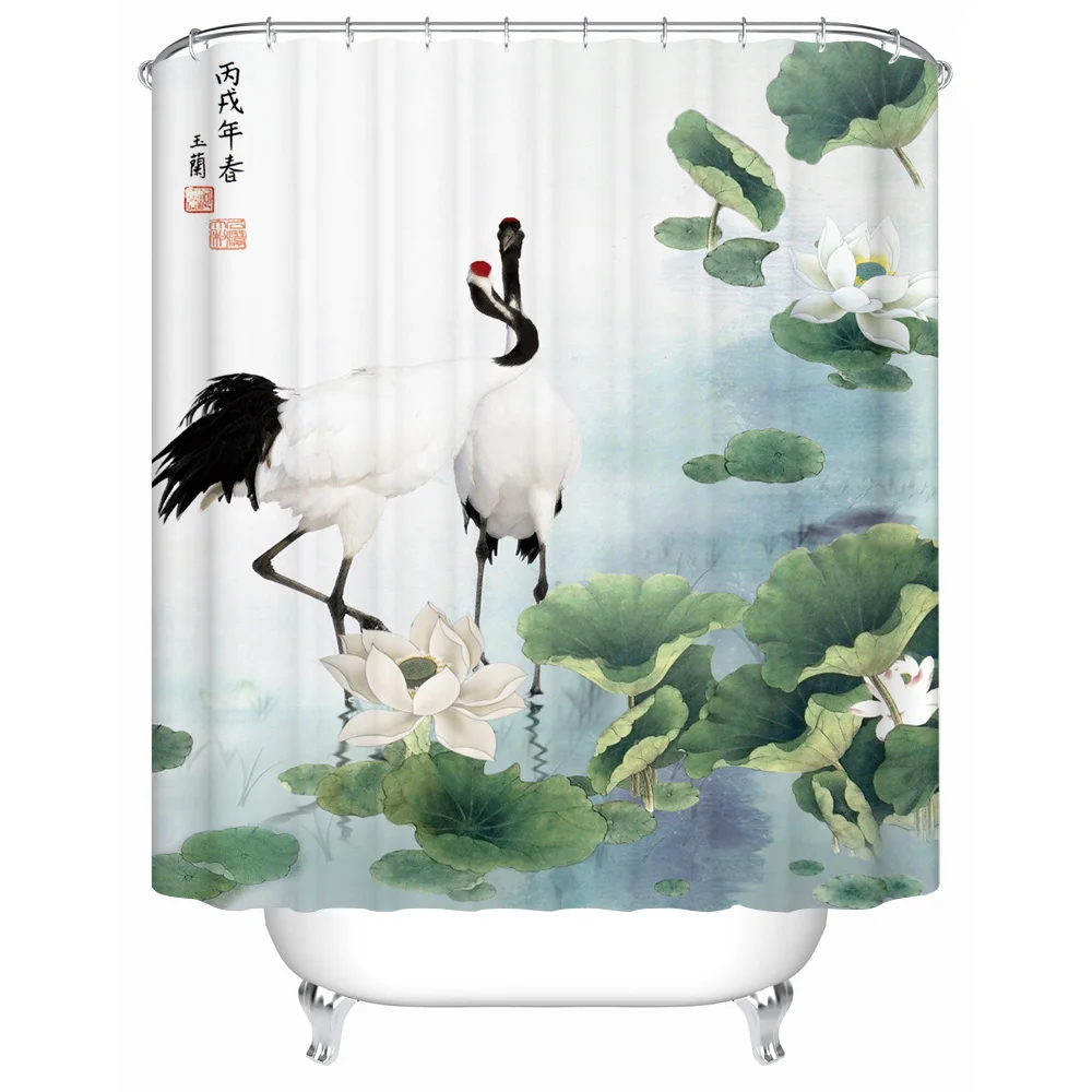 The Traditional Chinese Landscape Painting with Mountain River Pavilion Bamboo Boat Fish White Crane Waterproof Shower Curtains
The Traditional Chinese Landscape Painting with Mountain River Pavilion Bamboo Boat Fish White Crane Waterproof Shower Curtains