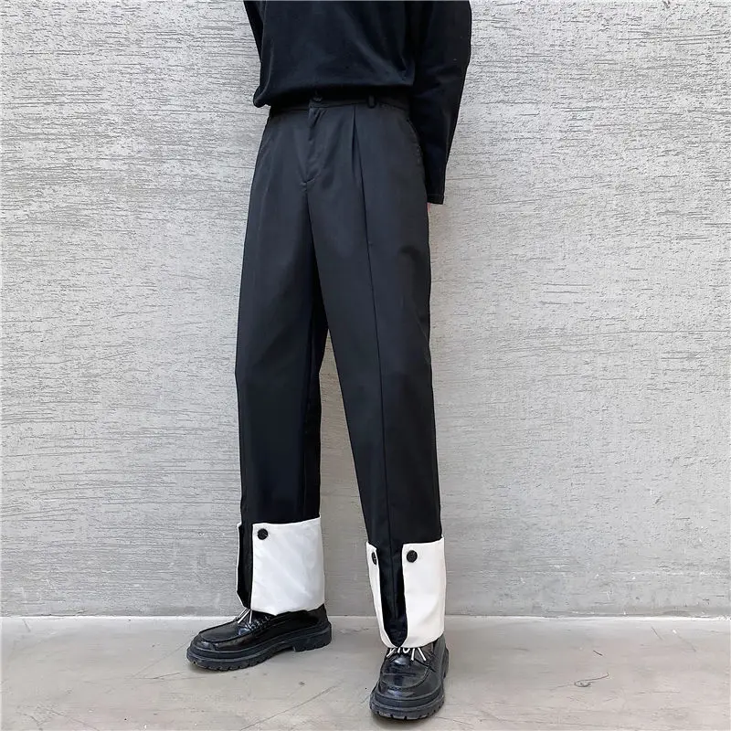 Crowd Side Elastic Pant Black White Splice Casual Straight Pant Men Japan Korea Streetwear Vintage Pant Trousers Erkek Pantolon
Crowd Side Elastic Pant Black White Splice Casual Straight Pant Men Japan Korea Streetwear Vintage Pant Trousers Erkek Pantolon