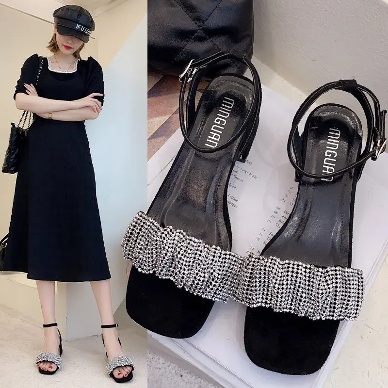 Fashion Luxury Brand Design Rhinestone High Heel Sandals Women Shiny Crystal Cashmere Leather Sandals Size 35-40 Wholesale
Fashion Luxury Brand Design Rhinestone High Heel Sandals Women Shiny Crystal Cashmere Leather Sandals Size 35-40 Wholesale