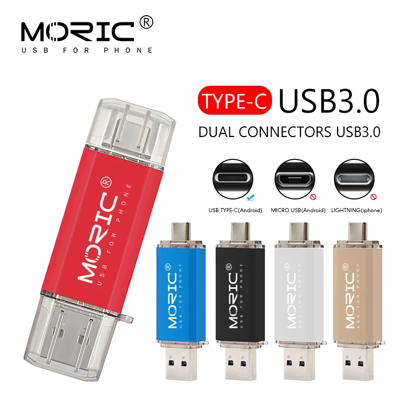 

OTG 2 in 1 USB Flash Drives USB3.0 & Type-C & Micro USB 256GB 128GB 64GB 32GB 16GB Pendrives Dual Pen Drive Cle USB